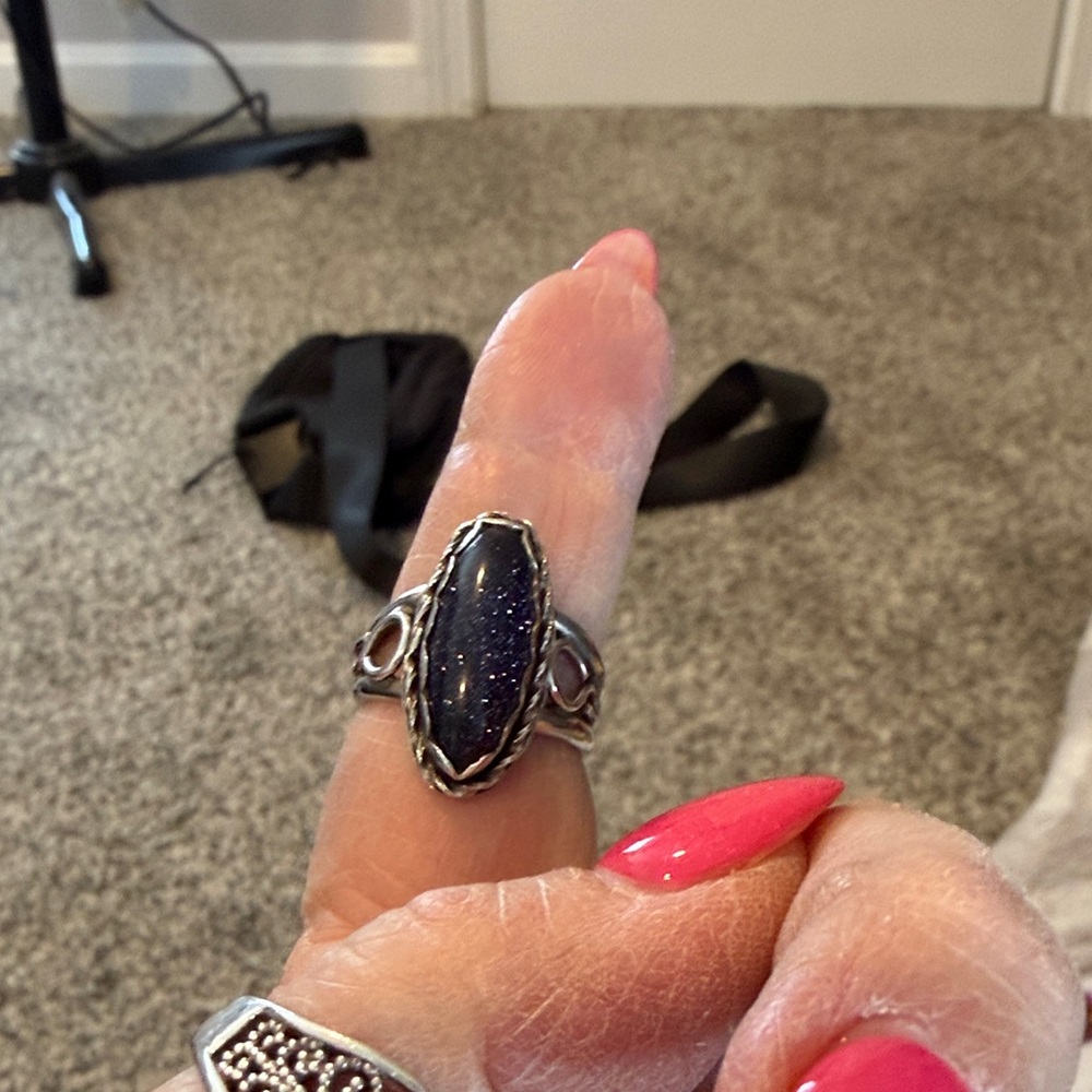 Sterling Silver Ring with Blue Sandstone